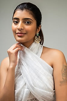 Gold Finish Green Kundan Polki Dangler Earrings