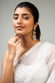 God Finish Mint Green Kundan Polki Dangler Earrings