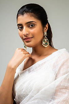 God Finish Mint Green Kundan Polki Dangler Earrings