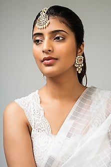 God Finish White Kundan Polki Maangtikka