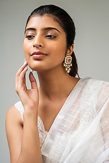 God Finish Pink Stone & Kundan Polki Dangler Earrings