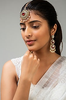 God Finish Kundan Polki & Red Stone Maangtikka