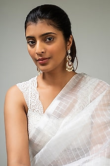 God Finish Red Kundan Polki Dangler Earrings