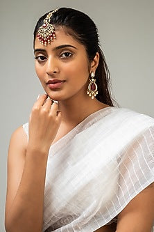 God Finish Kundan Polki & Green Stone Maangtikka