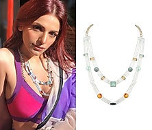 Silver plated multi colored layered necklace