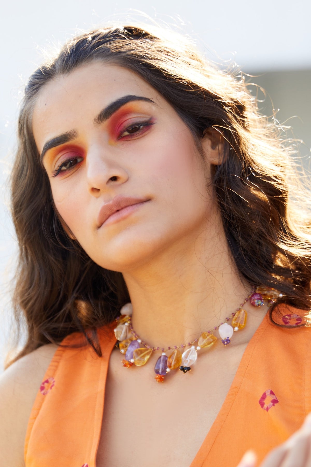 Gold Bead Drop Choker Necklace 