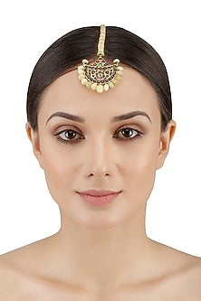 Gold Leafing Kempstone and Yellow Opal Maang Tikka