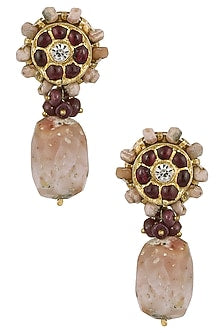 Gold Leafing Kempstones and Pink Opal Earrings