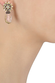 Gold Leafing Kempstones and Pink Opal Earrings