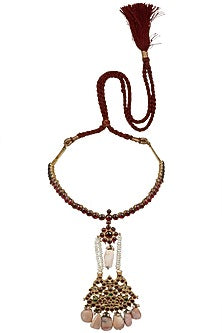 Gold Leafing Kempstones Swan Pendant Stone Necklace
