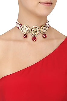Ruby Pearl and Kempstone Multistrand Necklace