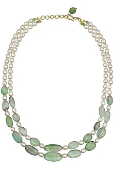 Florite and Pearl Double String Necklace