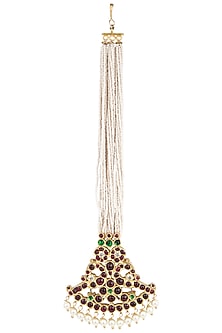 Gold Plated and Swan Motif Pendant Maangtikka