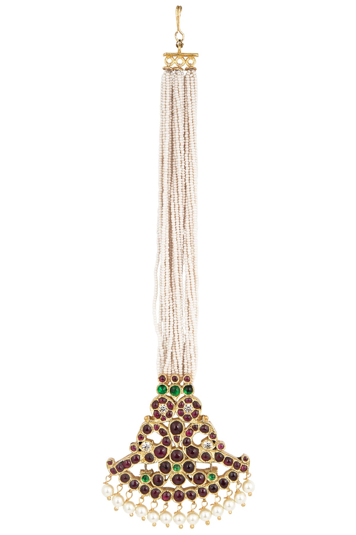 Gold Plated and Swan Motif Pendant Maangtikka
