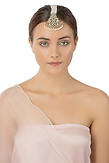 Gold Plated and Swan Motif Pendant Maangtikka