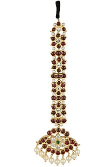 Gold Leafing Crescent Shape Maang Tikka