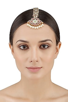 Gold Leafing Crescent Shape Maang Tikka