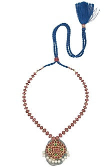 Gold Leafing Kempstone and Blue Quartz Necklace