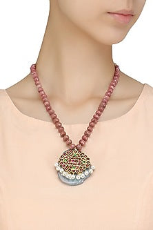 Gold Leafing Kempstone and Blue Quartz Necklace
