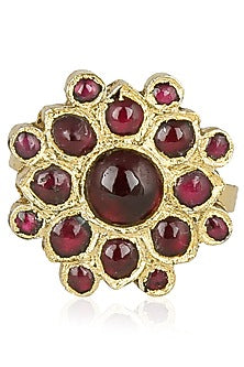 Gold Leafing Red Kempstone Ring