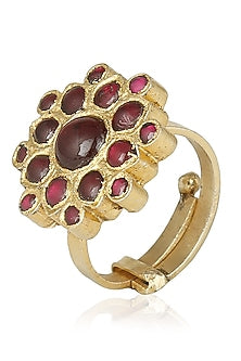 Gold Leafing Red Kempstone Ring