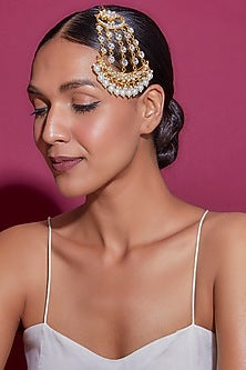 Gold Finish Kundan Polki & Pearl Pasa