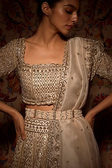 Gold Finish Kundan Polki Waist Belt