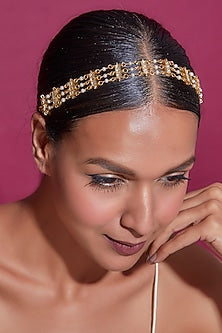 Gold Finish Kundan Polki Sheeshphool