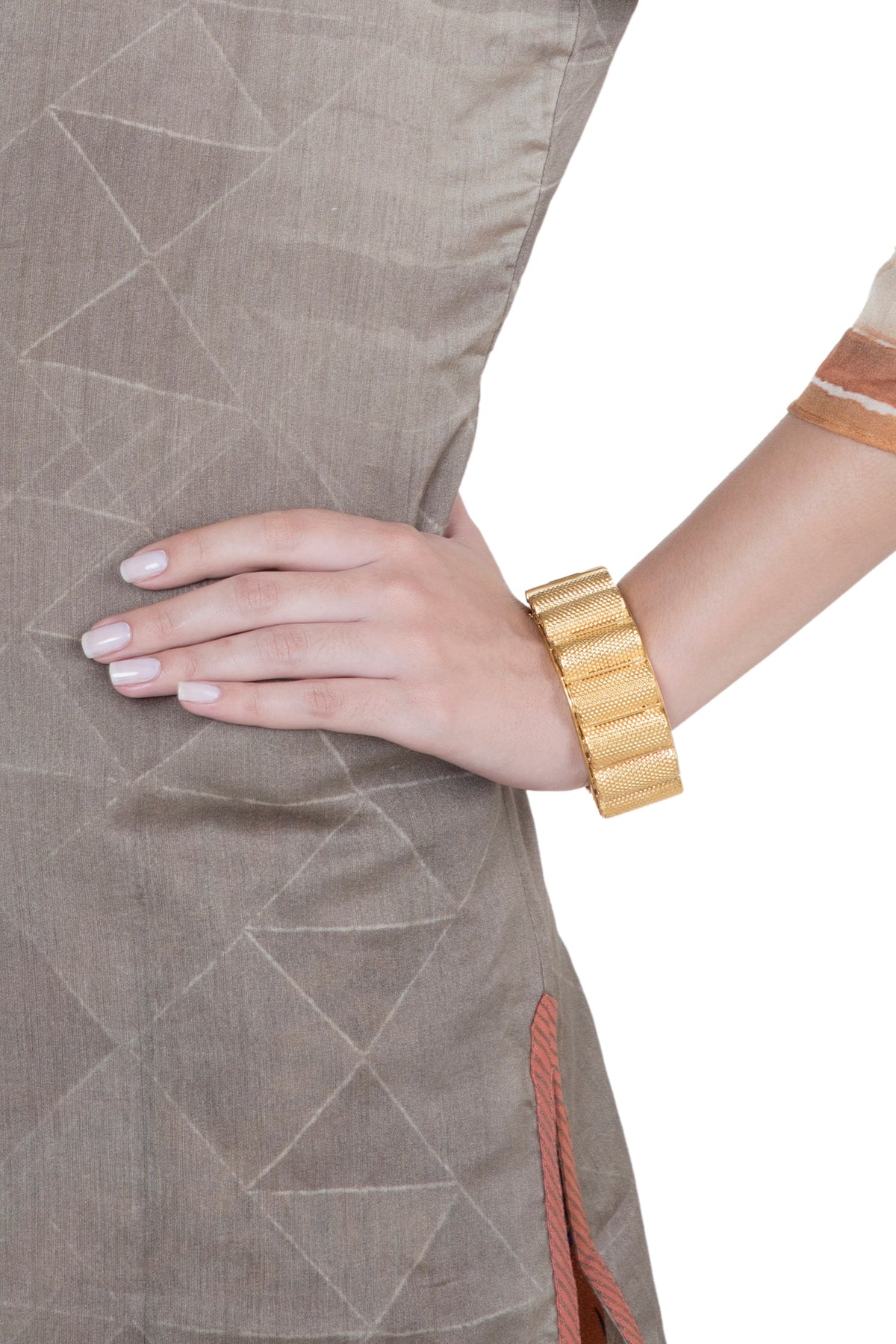 Gold Plated Contemporary Gajredar Bangle