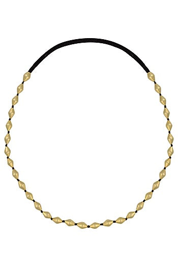 Gold Plated Single Strand Dholki Beads Necklace