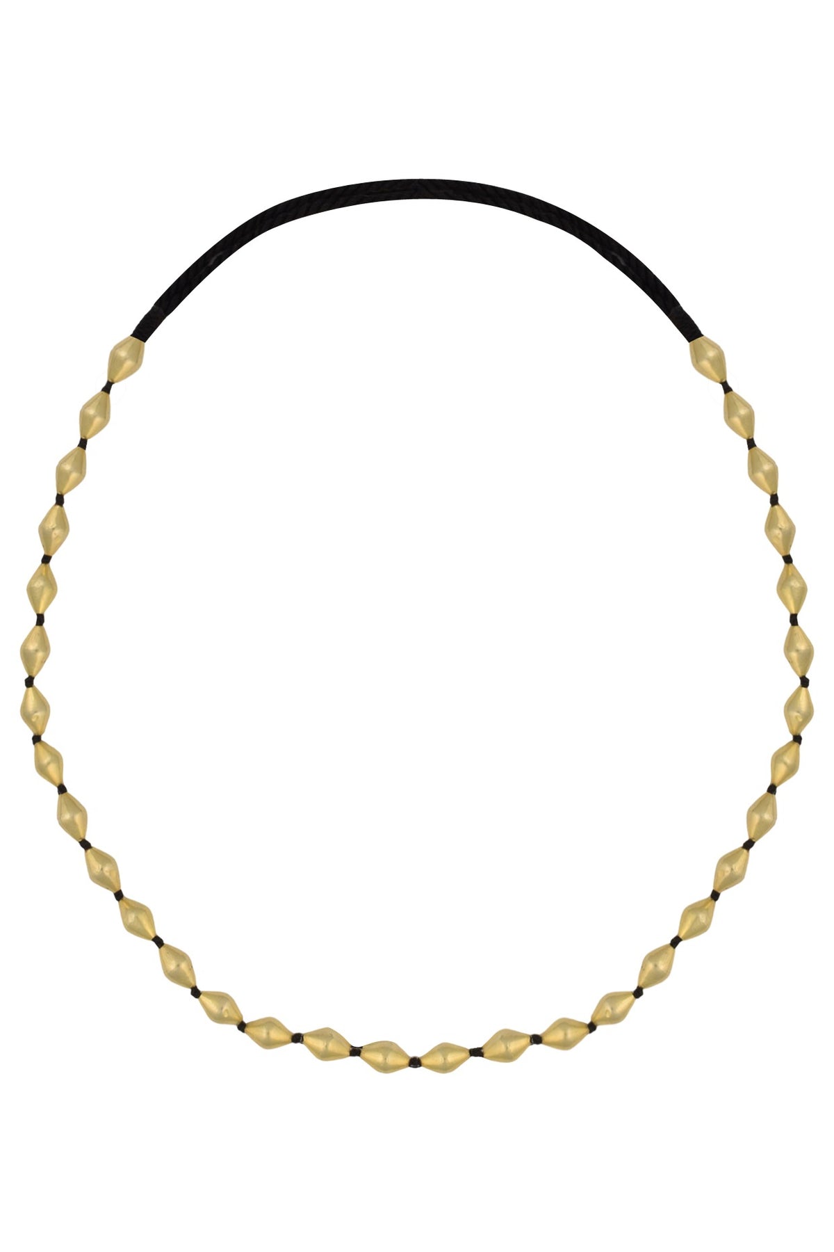 Gold Plated Single Strand Dholki Beads Necklace