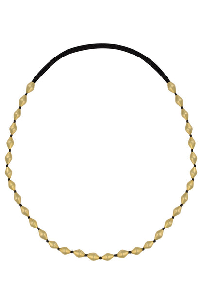 Gold Plated Single Strand Dholki Beads Necklace
