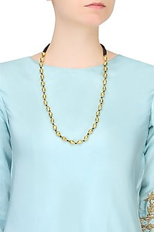 Gold Plated Single Strand Dholki Beads Necklace