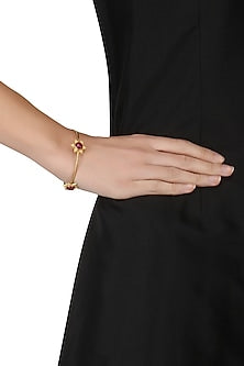 Gold Plated Floral Cuff Bangle
