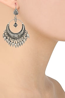 Silver Finish Crescent Shaped Earrings