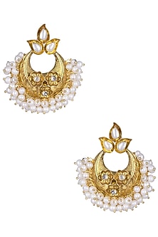 Gold Plated Pearl Bunches Chandbali Earrings