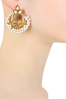 Gold Plated Pearl Bunches Chandbali Earrings