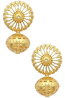 Gold Plated Cutwork Temple Earrings
