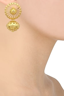 Gold Plated Cutwork Temple Earrings