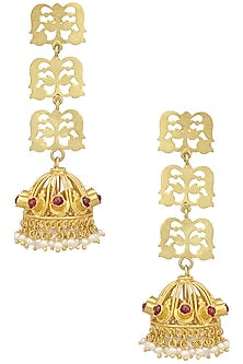 Gold Plated Floral Filigree Jhumki Earrings