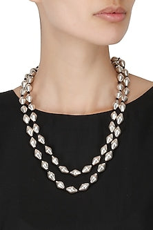 Silver Finish Dholki Beads Neckpiece