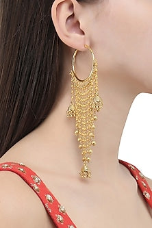 Gold Finish Strings and Jhumki Drops Balis