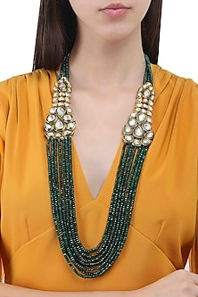 Gold Finish Polki Multilayer String Necklace