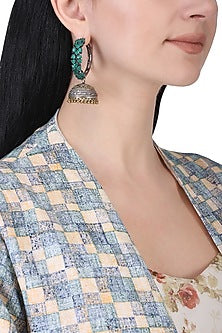 Antique silver and gold dual plated jhumki earrings