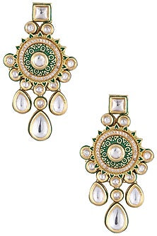 Gold plated kundan dangler earrings