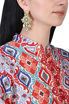 Gold plated kundan dangler earrings