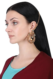Gold plated turquoise and red stone earrings