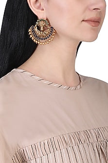 Gold plated peacock chandbali earrings