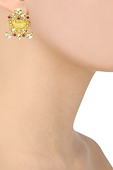 Gold Plated Semi Precious Stone Floral Earrings