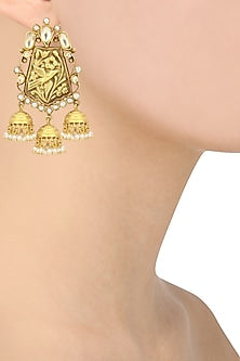 Gold Plated Three Jhumki Drop Earrings